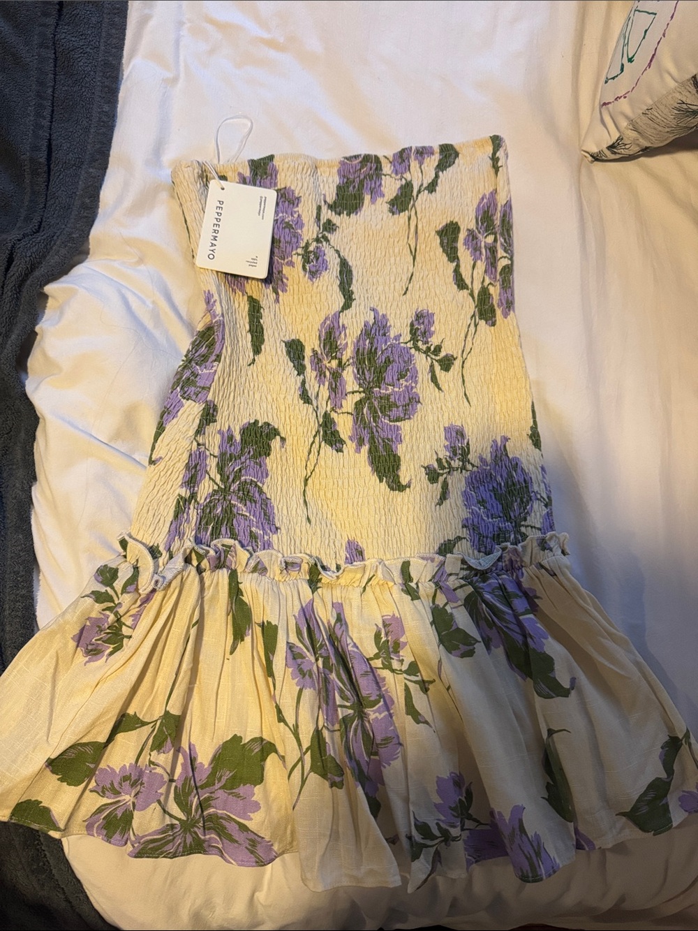 Peppermayo Yellow Dress with Lavender Floral Print